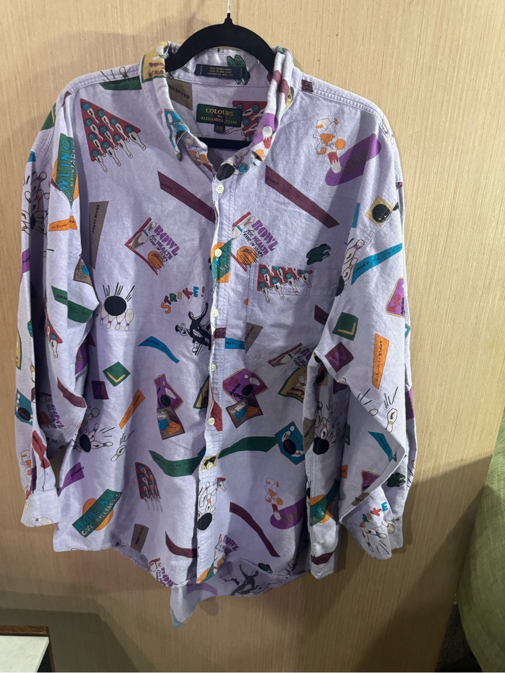 Colours by Alexander Julian Lavender Graphic Casual Button-Down Shirt Size XL